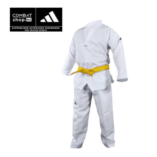 Adidas Dobok Adi-Start (Blanco/Blanco + Cinta Blanca sin marca) con logo anterior