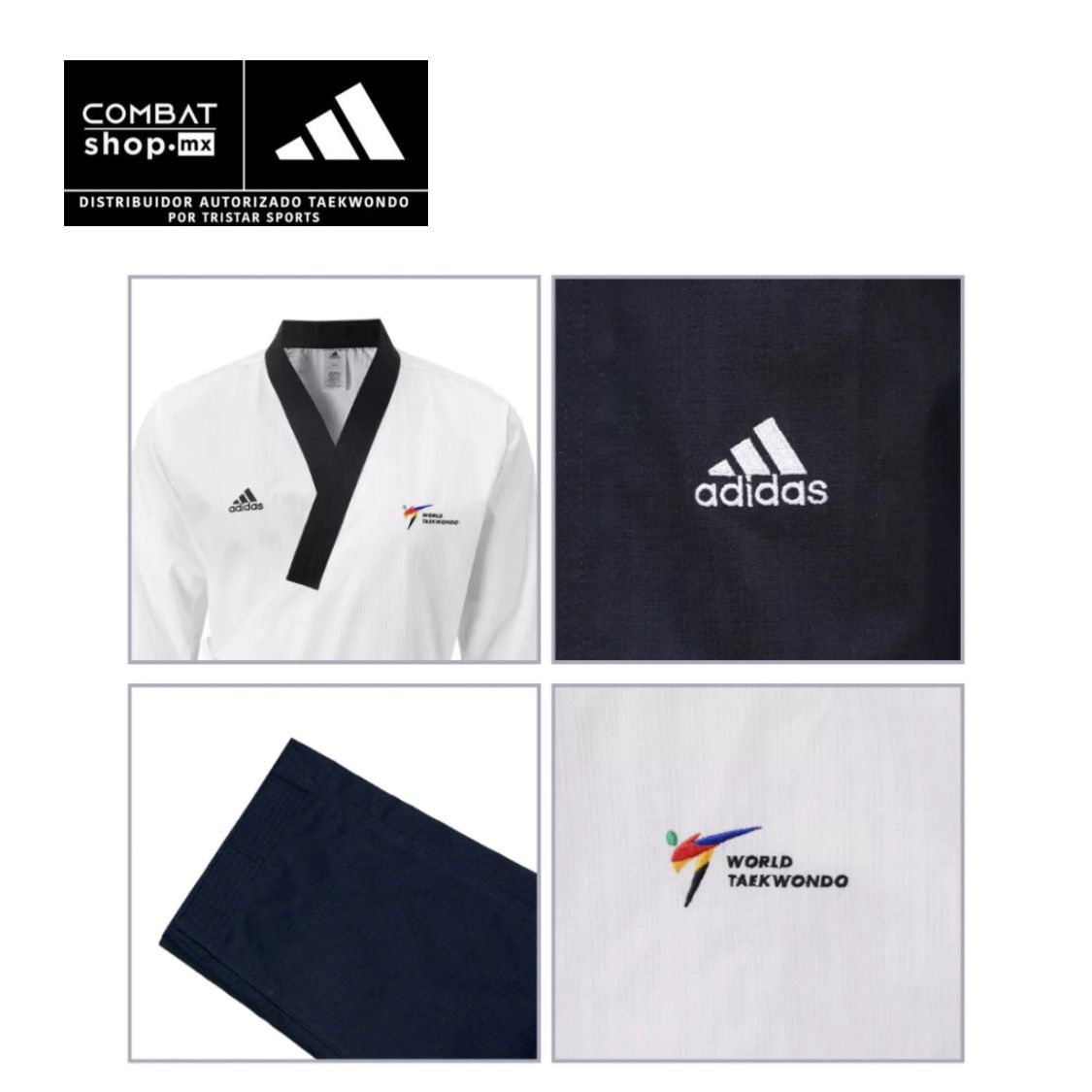 Adidas Dobok Poomsae Adulto Hombre (Blanco/Azul Obscuro) - Image 2